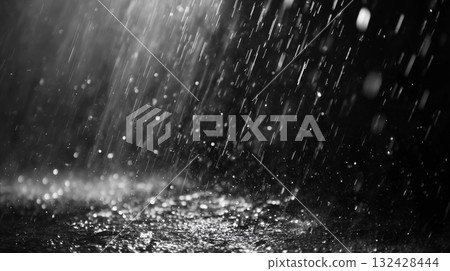 雨滴影像，黑色，單色 132428444