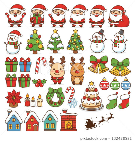 可愛的聖誕節插畫素材 132428581