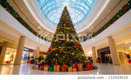 Landscape with Christmas tree 132429038