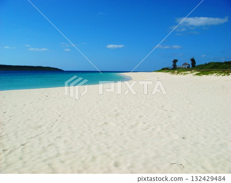 Blue sea and white sand beach 4 132429484
