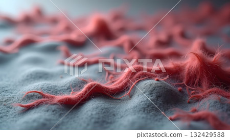 Intricate landscape of woven fiber structures creates an unusual perspective with a textured 132429588