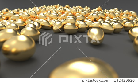 Golden Egg CG - A large number of golden eggs rolling around - Image of human resource outflow - PowerPoint title - Rendered CG - Background Golden Egg CG - A large number of golden eggs rolling around - Image of human resource outflow - PowerPoint title - Rendered CG - Background 132429626