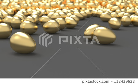 金蛋CG - 大量滾滾的金蛋 - 人力資源外流圖像 - PowerPoint標題 - 渲染CG - 背景 132429628