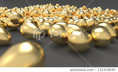 Golden Egg CG - A large number of golden eggs rolling around - Image of human resource outflow - PowerPoint title - Rendered CG - Background Golden Egg CG - A large number of golden eggs rolling around - Image of human resource outflow - PowerPoint title - Rendered CG - Background 132429640