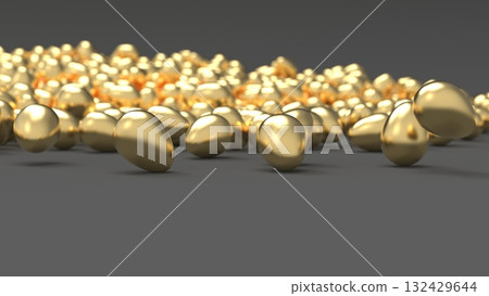 金蛋CG - 大量滾滾的金蛋 - 人力資源外流圖像 - PowerPoint標題 - 渲染CG - 背景 132429644