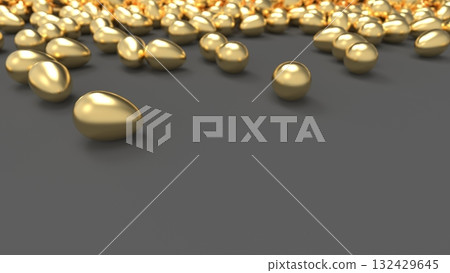 金蛋CG - 大量滾滾的金蛋 - 人力資源外流圖像 - PowerPoint標題 - 渲染CG - 背景 132429645