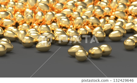金蛋CG - 大量滾滾的金蛋 - 人力資源外流圖像 - PowerPoint標題 - 渲染CG - 背景 132429646