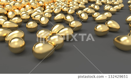 Golden Egg CG - A large number of golden eggs rolling around - Image of human resource outflow - PowerPoint title - Rendered CG - Background Golden Egg CG - A large number of golden eggs rolling around - Image of human resource outflow - PowerPoint title - Rendered CG - Background 132429651