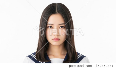 一位日本女性表達隱藏的情緒和內心憤怒的肖像 一位日本女性表達隱藏的情緒和內心憤怒的肖像 132430274