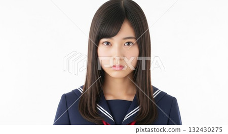 一位日本女性表達隱藏的情緒和內心憤怒的肖像 132430275