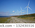 Oga Peninsula in Akita Prefecture and wind turbines lined up along the coast 132430316