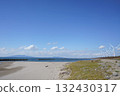 Oga Peninsula in Akita Prefecture and wind turbines lined up along the coast 132430317