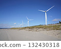 Oga Peninsula in Akita Prefecture and wind turbines lined up along the coast 132430318