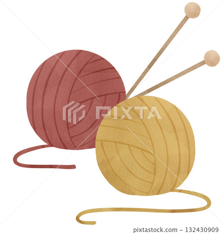 手繪水彩插圖的毛線球 132430909