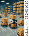 在物流倉庫工作的機器人 132431010