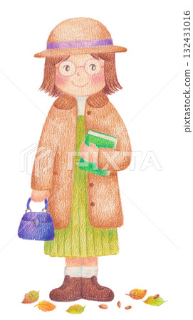 Illustration of a girl wearing a coat 132431016