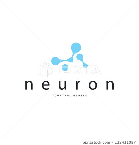 Neuron logo simple design cell dna molecule atom with modern minimalist concept design for brand business product also poster template and design 132431087