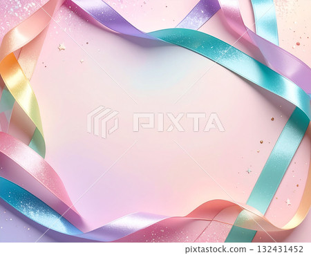 夢幻般的框架，飾有柔和的漸變絲帶和閃光 132431452