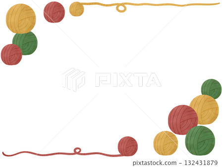 Hand-drawn watercolor yarn frame illustration Hand-drawn watercolor yarn frame illustration 132431879