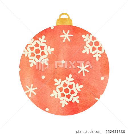 Hand-drawn watercolor illustration of ornament Christmas decoration Snowflake 132431888