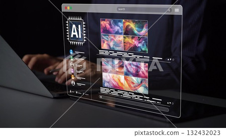 AI Image Generator Platform Interface with Colorful Art Thumbnails Muxer 132432023