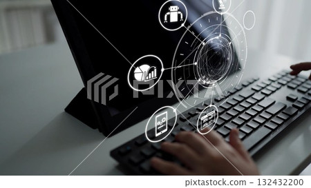 Predictive maintenance icons for industrial automation and smart factory Funnel Predictive maintenance icons for industrial automation and smart factory Funnel 132432200