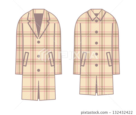 Long coat illustration set (checkered pattern) 132432422