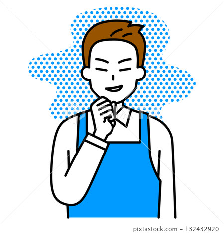 A man in an apron plotting something evil 132432920