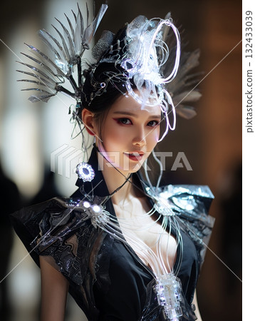 2100 年的未來髮型和化妝趨勢(豎圖) 2100 年的未來髮型和化妝趨勢(豎圖) 132433039