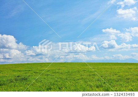 北海道夏日藍天與清新綠草甸風光 北海道夏日藍天與清新綠草甸風光 132433493