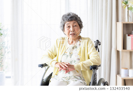 Senior woman sitting in a wheelchair 132433540