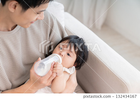 Dad and baby milk Dad and baby milk 132434167