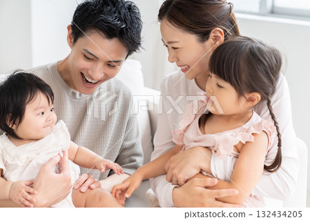 Parent and daughter, family of 4 Parent and daughter, family of 4 132434205