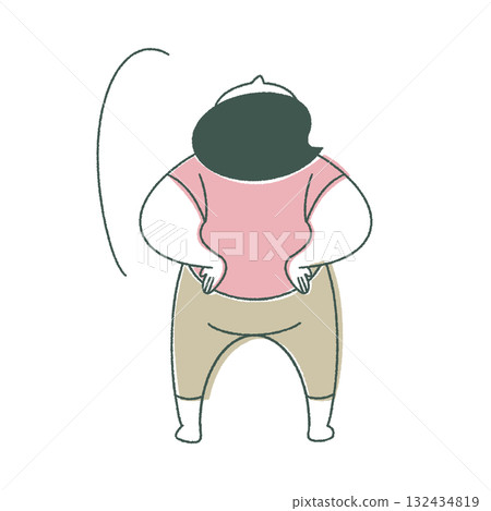 Back view of a woman leaning back Back view of a woman leaning back 132434819