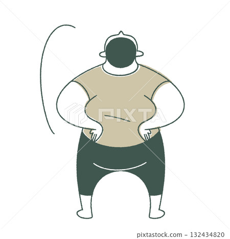 Back view of a man leaning back 132434820