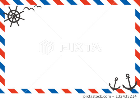 一個簡單的海洋主題框架插圖 132435214