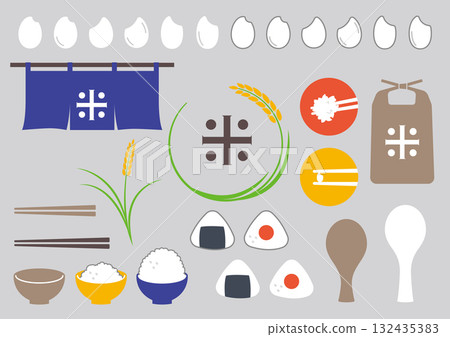 Rice and rice mark icon set 132435383