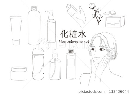 化妝品包裝瓶插畫素材集 132436044