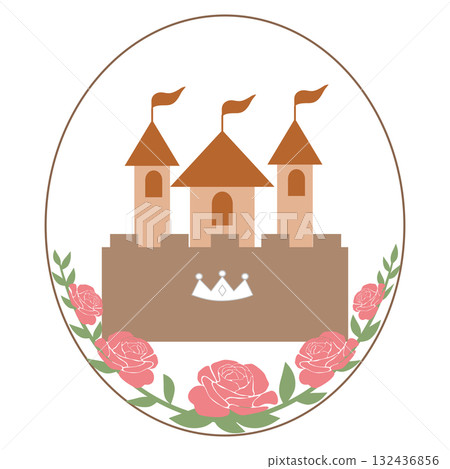 Princess Castle with Rose Wreath Frame 132436856