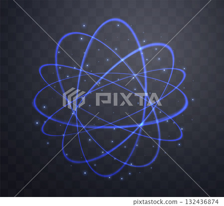 Blue magic fantasy sphere. Crystal ball with glowing sparkles and particles. Energy orb with glow flare light effect. Isolated on transparent background. Vector illustration. Blue magic fantasy sphere. Crystal ball with glowing sparkles and particles. Energy orb with glow flare light effect. Isolated on transparent background. Vector illustration. 132436874