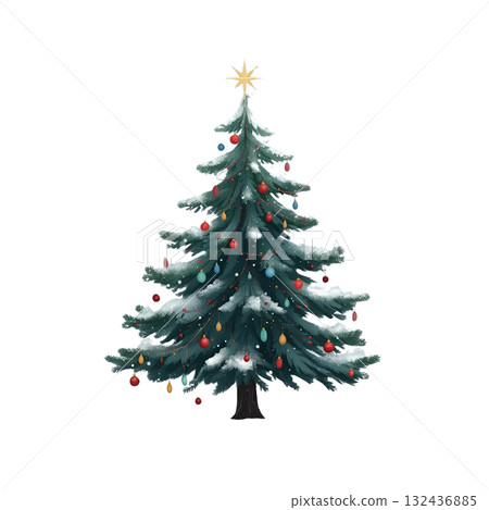 Christmas tree 3d illustration isolated on white background Christmas tree 3d illustration isolated on white background 132436885