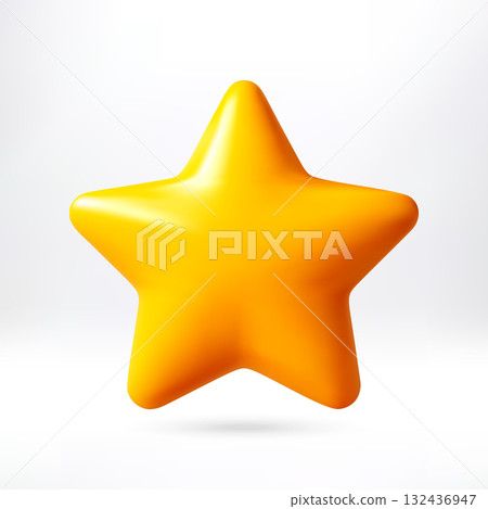 Yellow 3d cartoon star icon design Yellow 3d cartoon star icon design 132436947