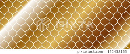 金色的豪華摩洛哥瓷磚橫幅 132438163