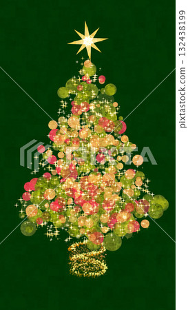 閃閃發光的聖誕樹深綠色背景 閃閃發光的聖誕樹深綠色背景 132438199