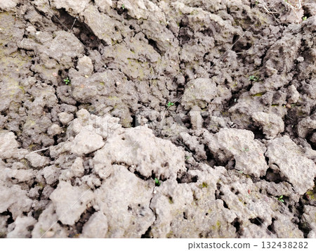 Close-up of clumpy ploughed earth. Close-up of clumpy ploughed earth. 132438282