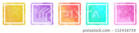Colorful square watercolor material set 132438739
