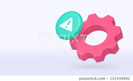 Warning settings information message alert 3d icon banner copy space vector illustration Warning settings information message alert 3d icon banner copy space vector illustration 132438992