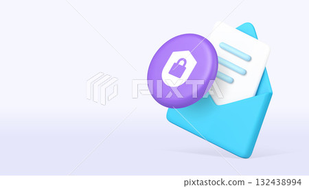 Message electronic mail email confidential safety protection 3d icon banner copy space vector Message electronic mail email confidential safety protection 3d icon banner copy space vector 132438994