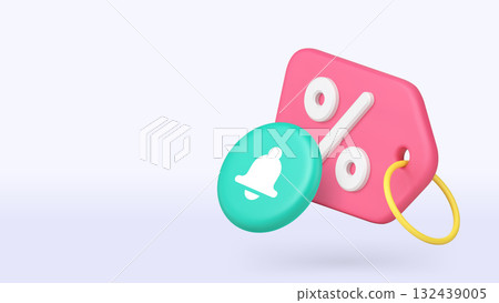 Sale discount shopping special offer notification 3d icon banner copy space vector illustration 132439005