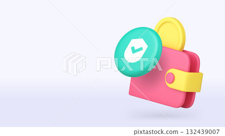 Savings budget money salary financial wallet secure 3d icon banner copy space vector illustration Savings budget money salary financial wallet secure 3d icon banner copy space vector illustration 132439007